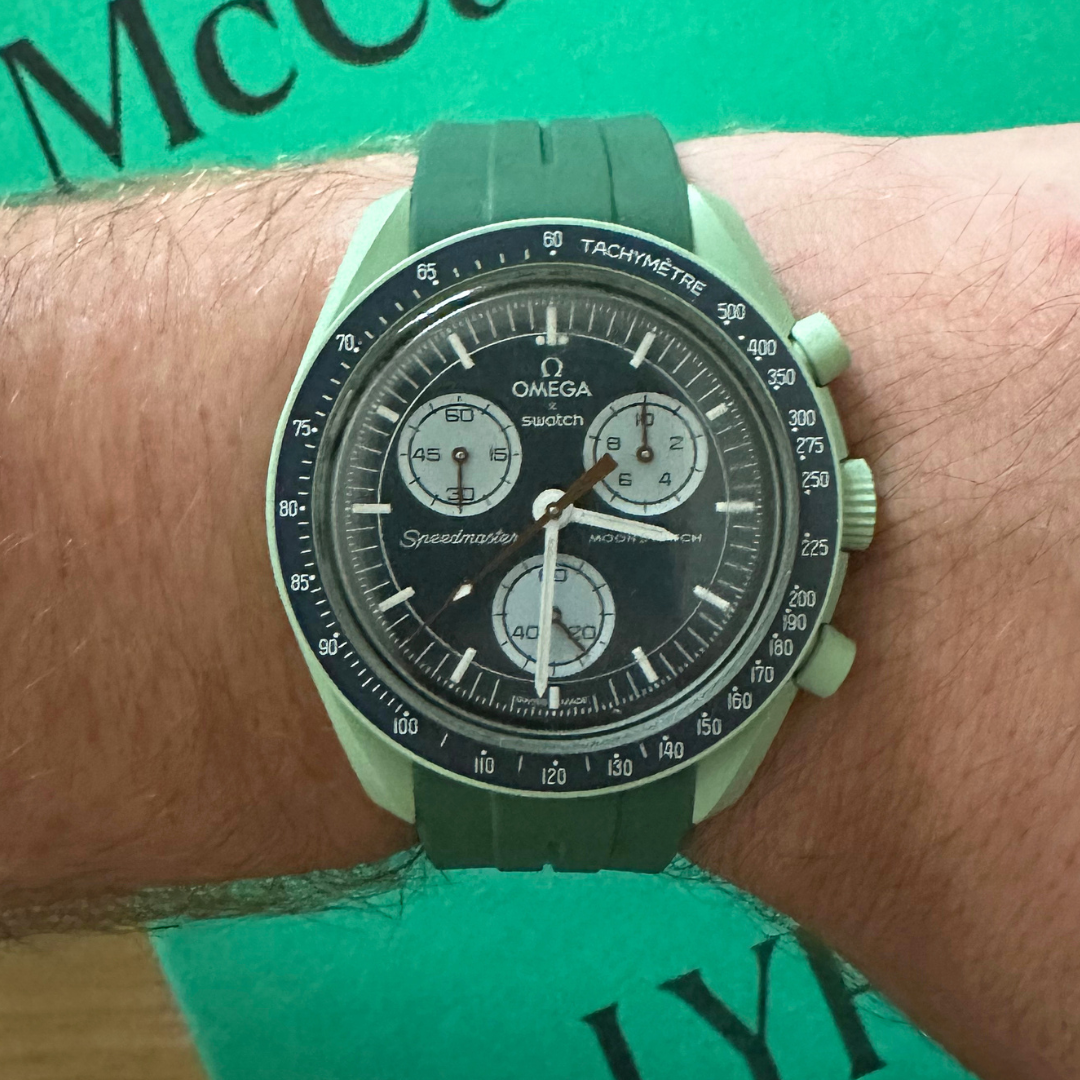 Groene Strap voor Omega X Swatch MoonSwatch - Rubber